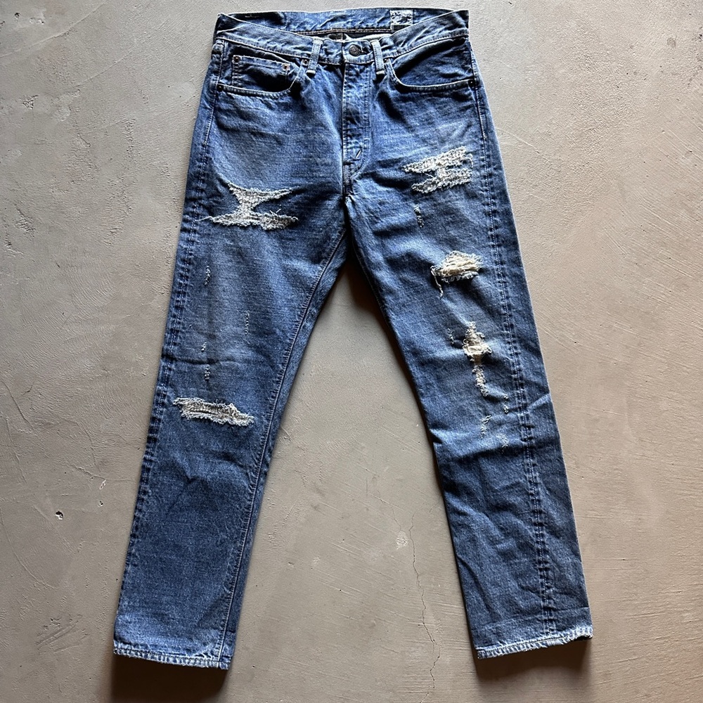 orslow distressed slim fit japanese denim jeans